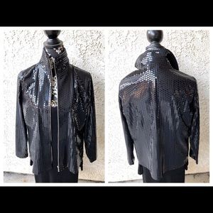NWOT Misook Black Shiny Flat Pailette Jacket Sz M
